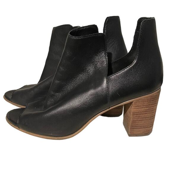Steve Madden Black Leather Nello Peep Toe Bootie Sz 10 - Picture 4 of 8
